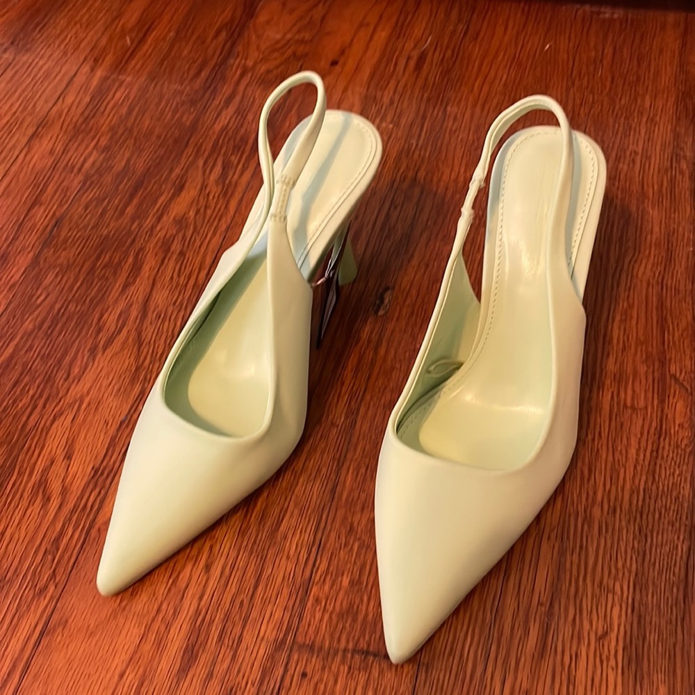 Forever 21 Mint/neon pointy sling backs